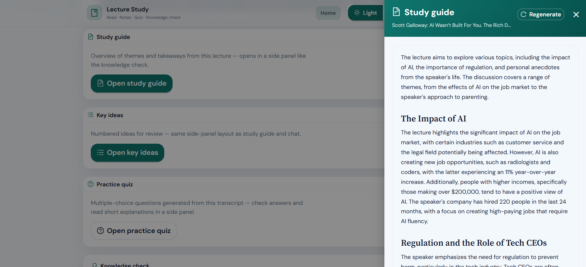 Lecture Study learning interface screenshot